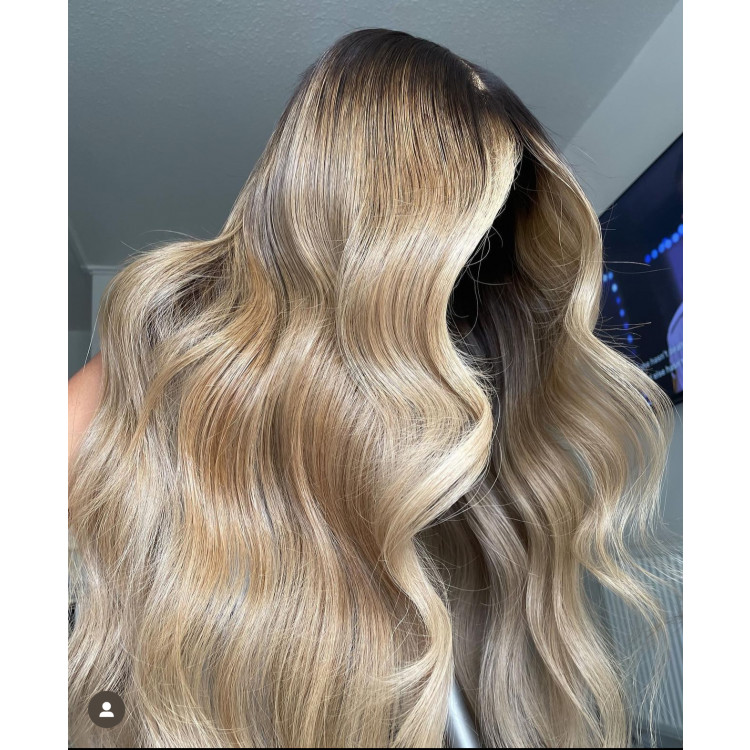 Ash Blonde Ombre Wigs Body Wave Lace Frontal Wigs With Dark Roots