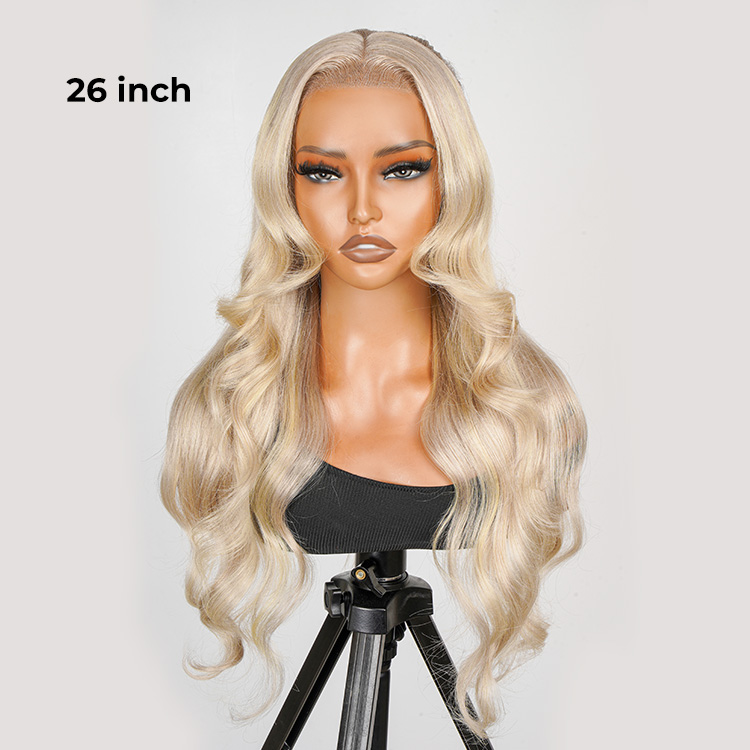 P18/613 Blonde Highlight Fishtail Braid Princess Haircut 13*4