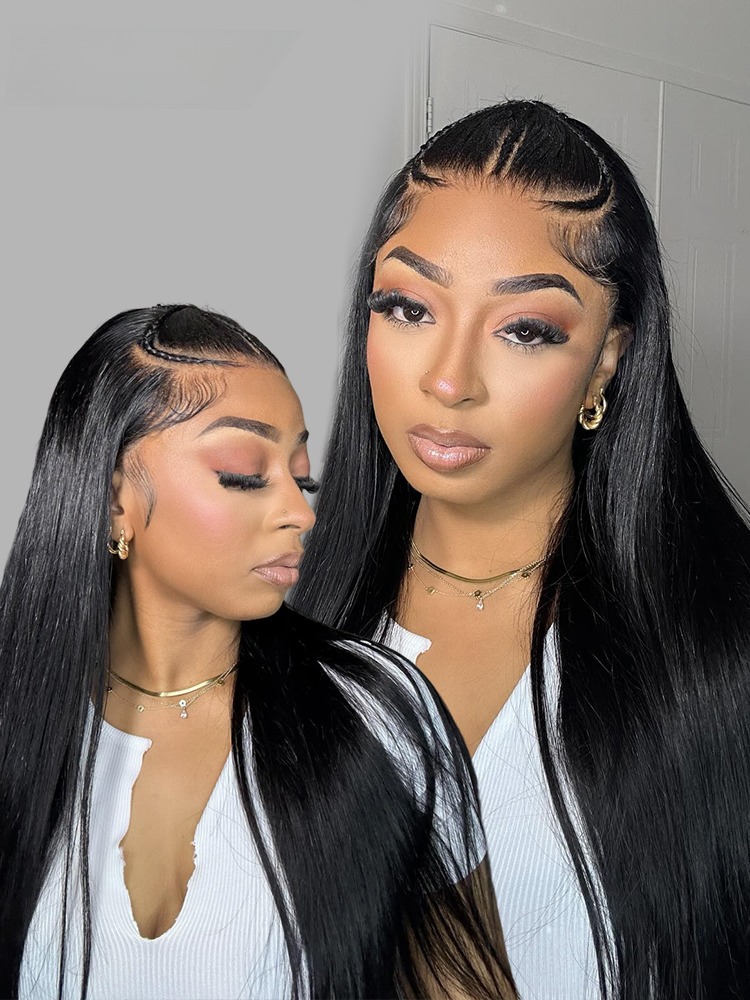 3 Braids Style Pre Braided Wig Glueless Straight 13x4 Lace Wig Human Hair