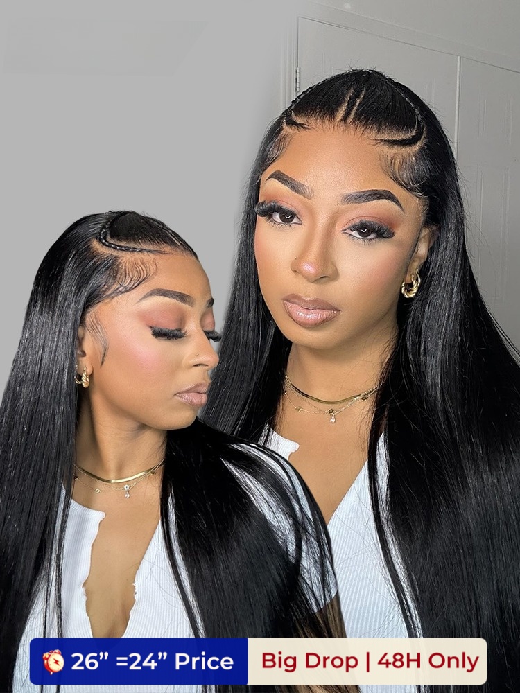 3 Braids Style Pre Braided Wig Glueless Straight 13x4 Lace Wig Human Hair