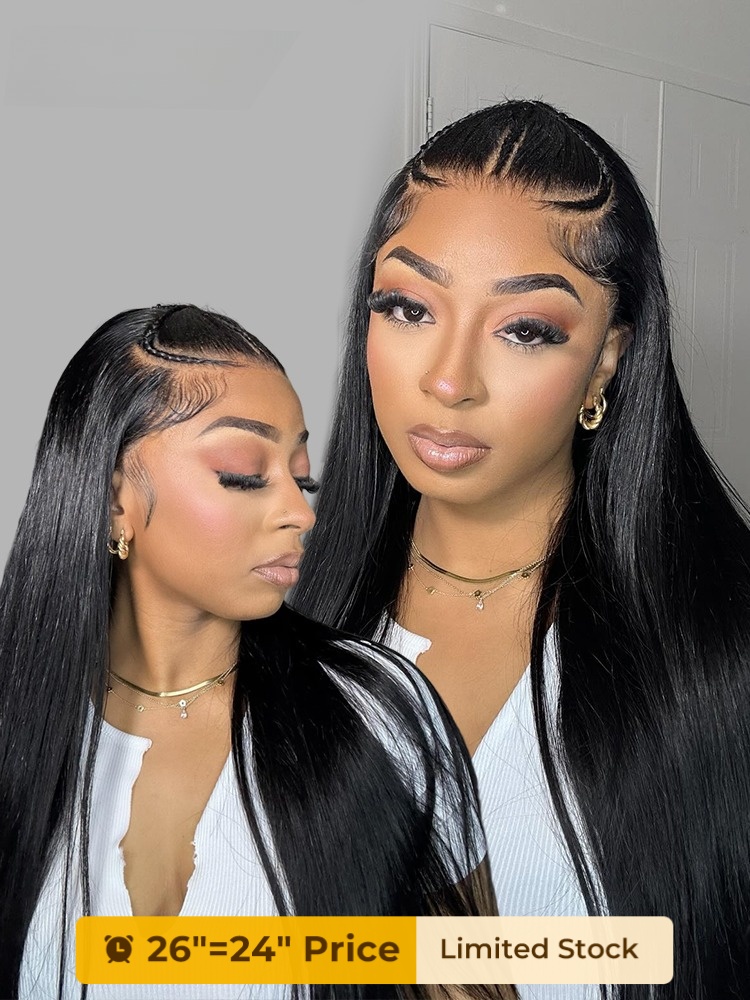 3 Braids Style Pre Braided Wig Glueless Straight 13x4 Lace Wig Human Hair