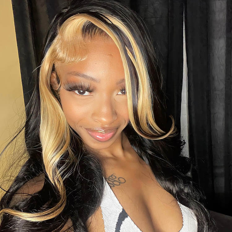 Blonde Skunk Stripe Hair Wig