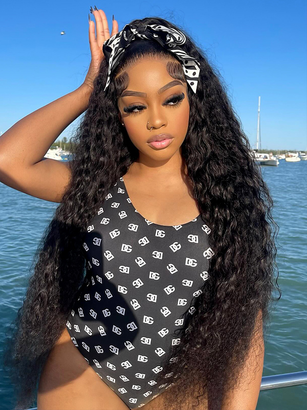 13x6 lace frontal deep wave human hair wig