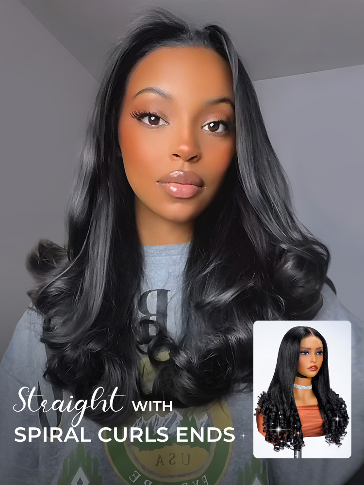 Alipearl straight hair with spiral curls end