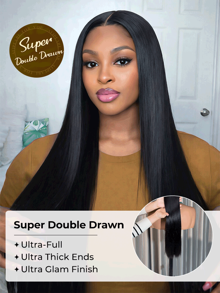 Double Drawn Top Grade Straight And Body Wave HD Lace Wig Human Hair 