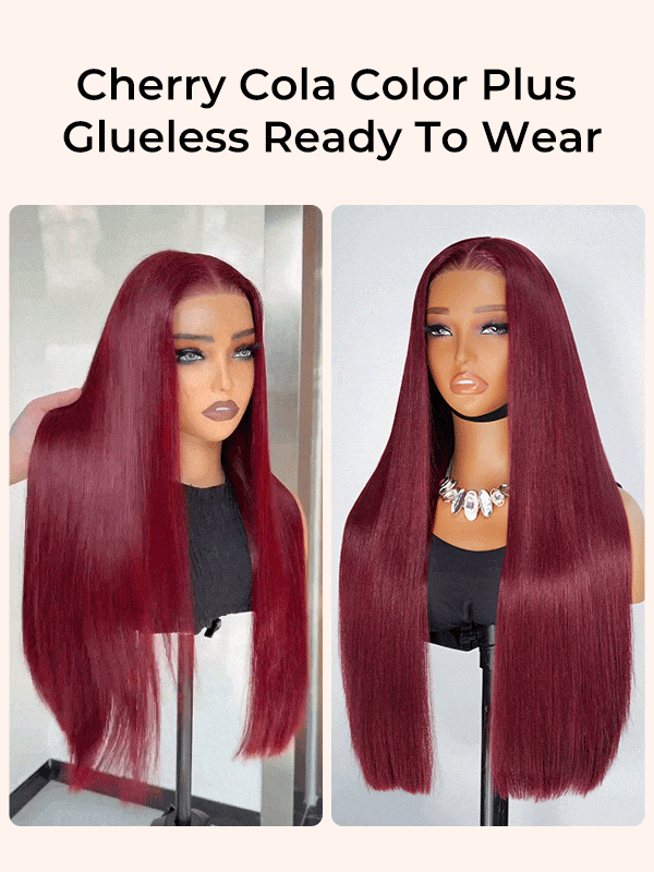 cherry cola red straight wig