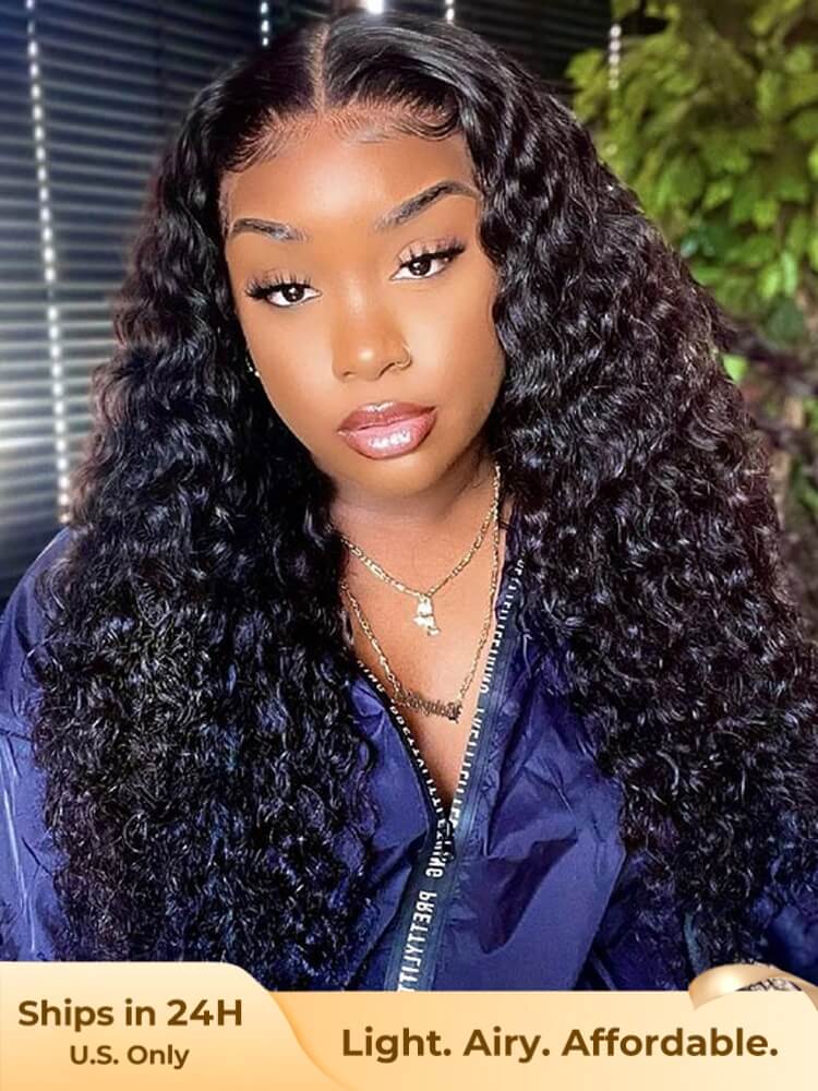 LUFFYWIG 100% Human Hair Curly Full Lace Front Wig – 18 Inch HD Lace With Baby Hair (Free Part, Black)