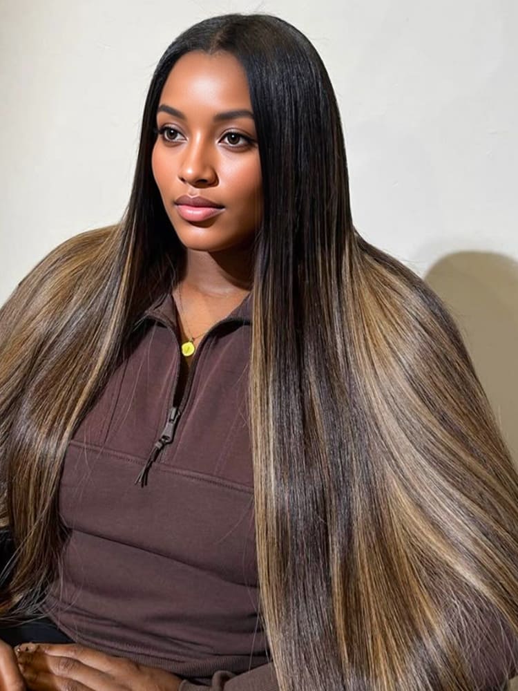 Straight Ombre Blonde Highlight M Hairline 13X6 Lace Front Wig