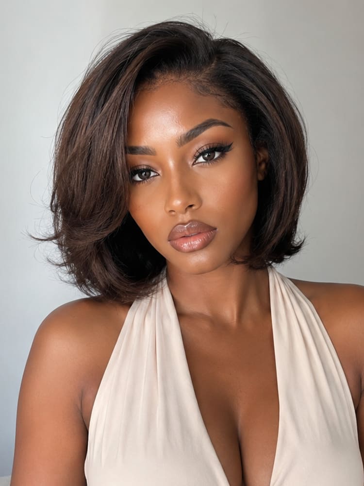 Raw Vietnamese Hair Wavy Bob 5x5 HD Lace Wig 250 Density Side Part