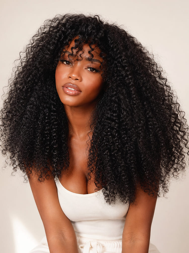 Curly Wig With Bangs 6x8 Glueless Lace Front Wig 250% Density