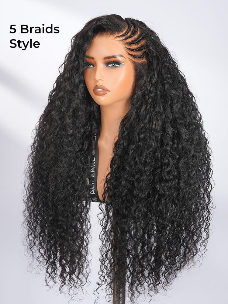 pre styled water wave wig with 5 braids