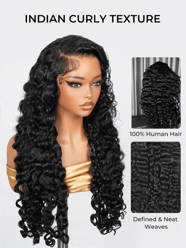 Indian Curly HD Lace Frontal Glueless Wig 250% Density With Baby Hair