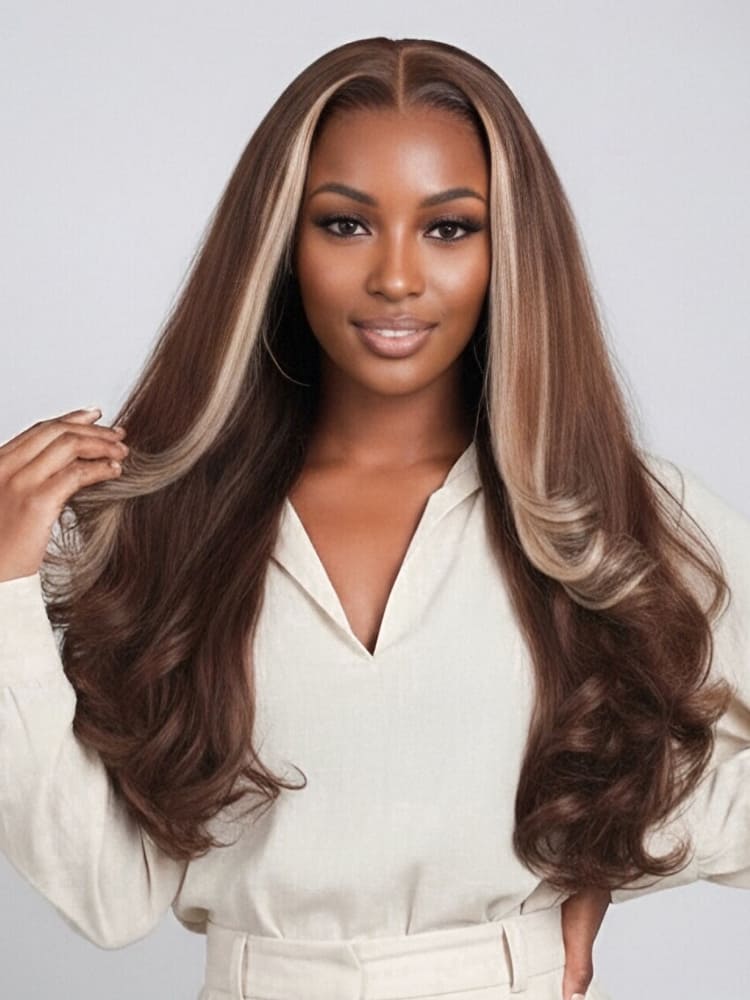 Super Double Drawn Bouncy Layered Blowout Glueless Wig Human Hair