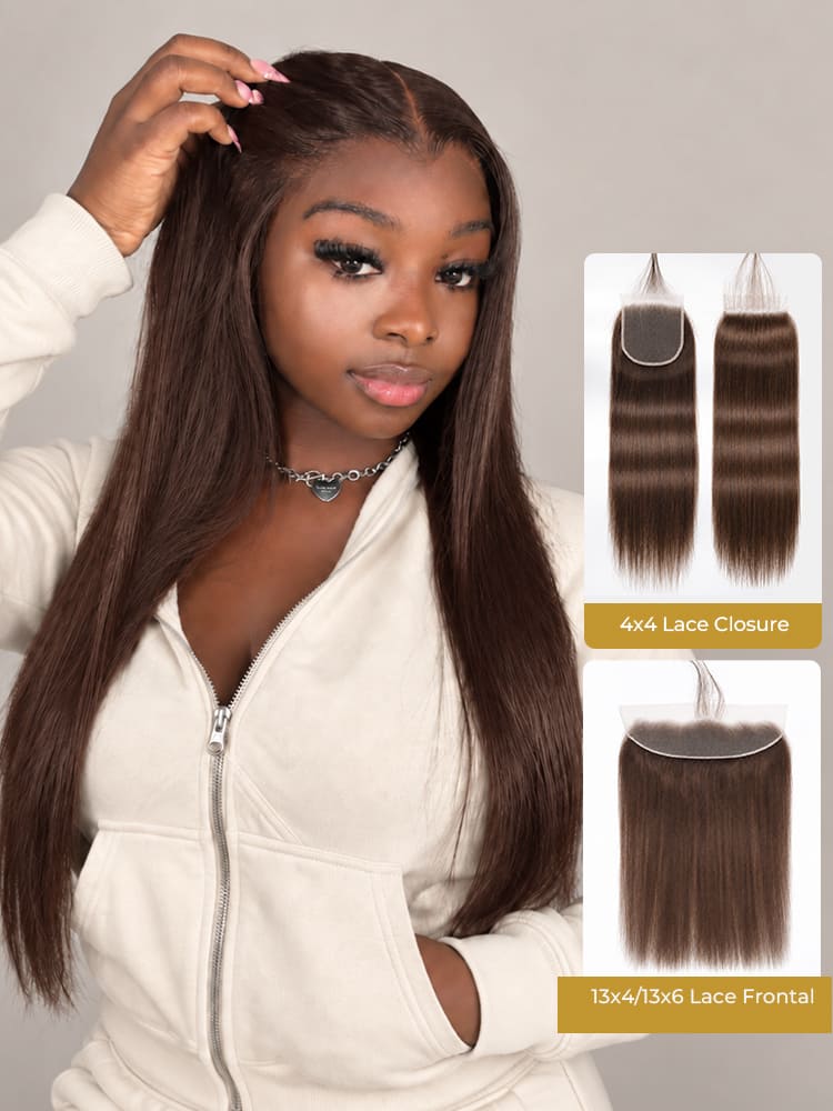 Dark Brown 5x5/13x4/13x6 Lace Front Closure Body Wave & Straight Human Hair