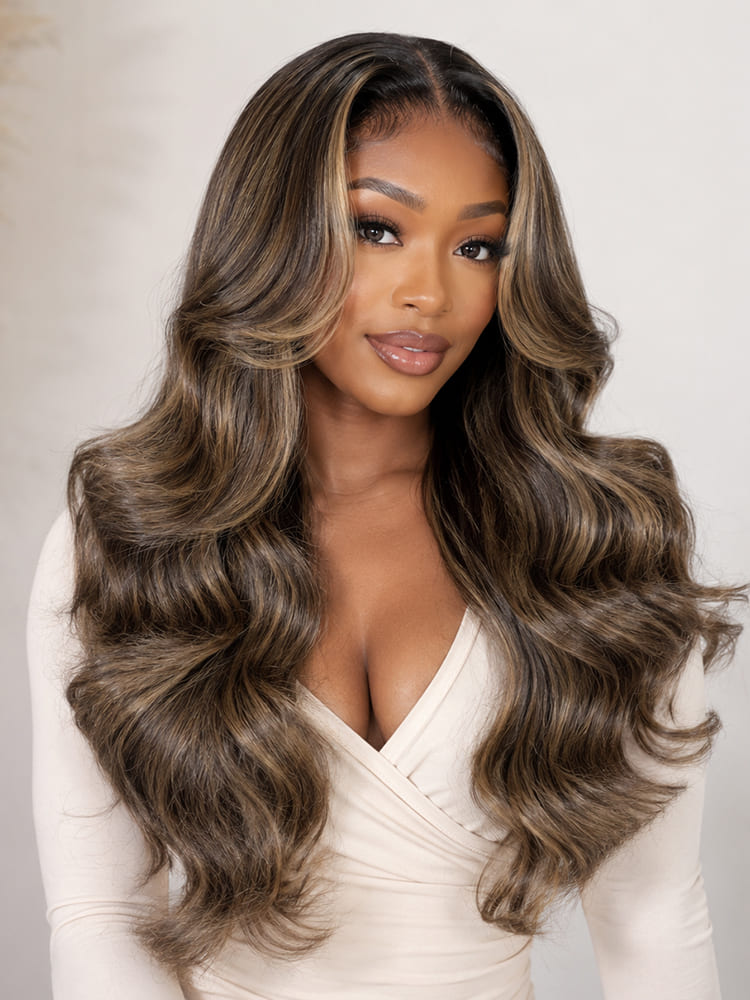 Blonde Highlight Body Wave 5x5 Lace Closure Glueless Wig Human Hair