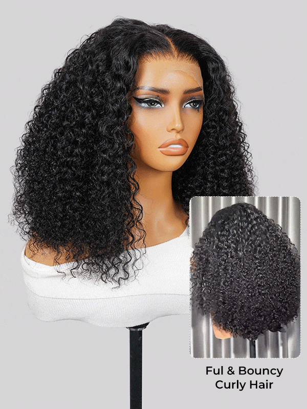 bouncy curly lace closure wig