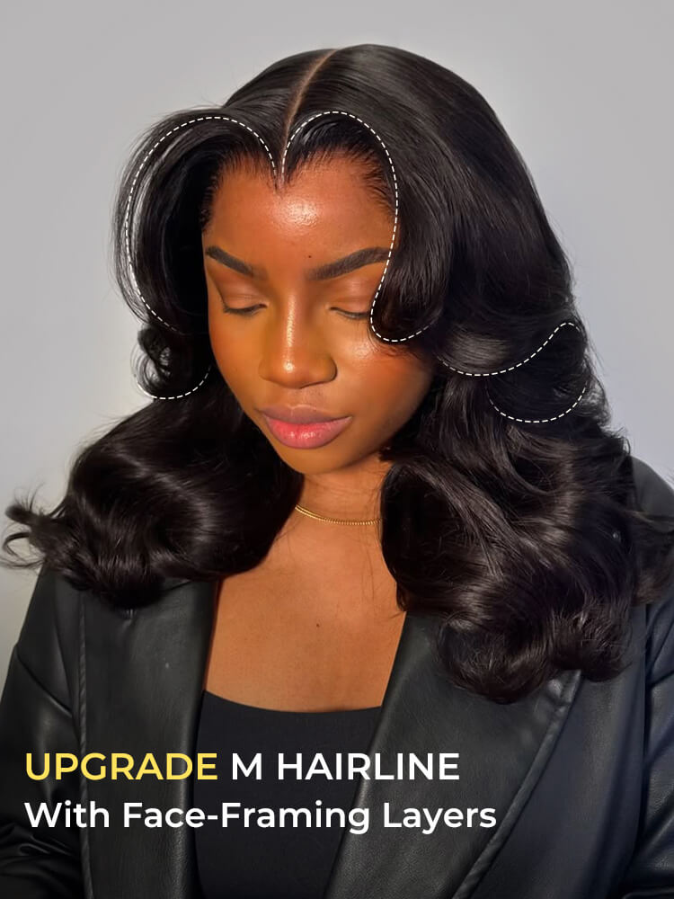 upgrade m hairline body wave wig with layers