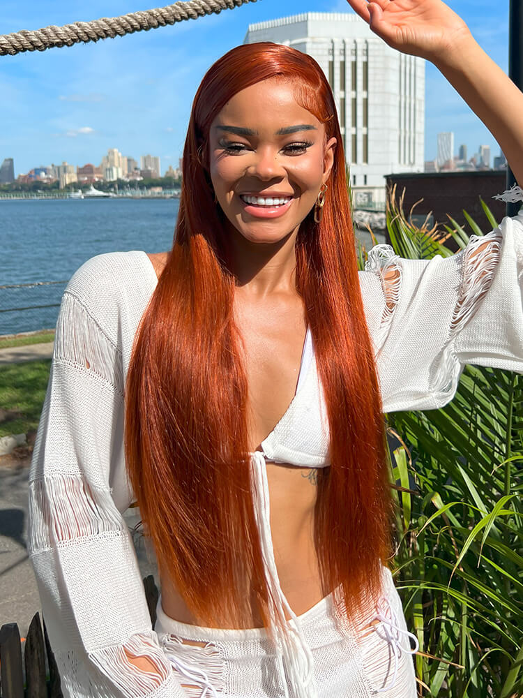 copper straight 4x7 lace wig for vacation