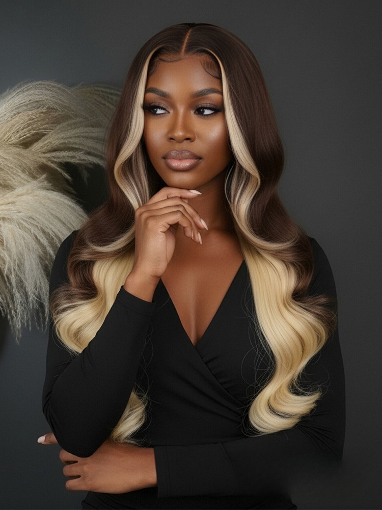 Brown Highlight Body Wave Wig