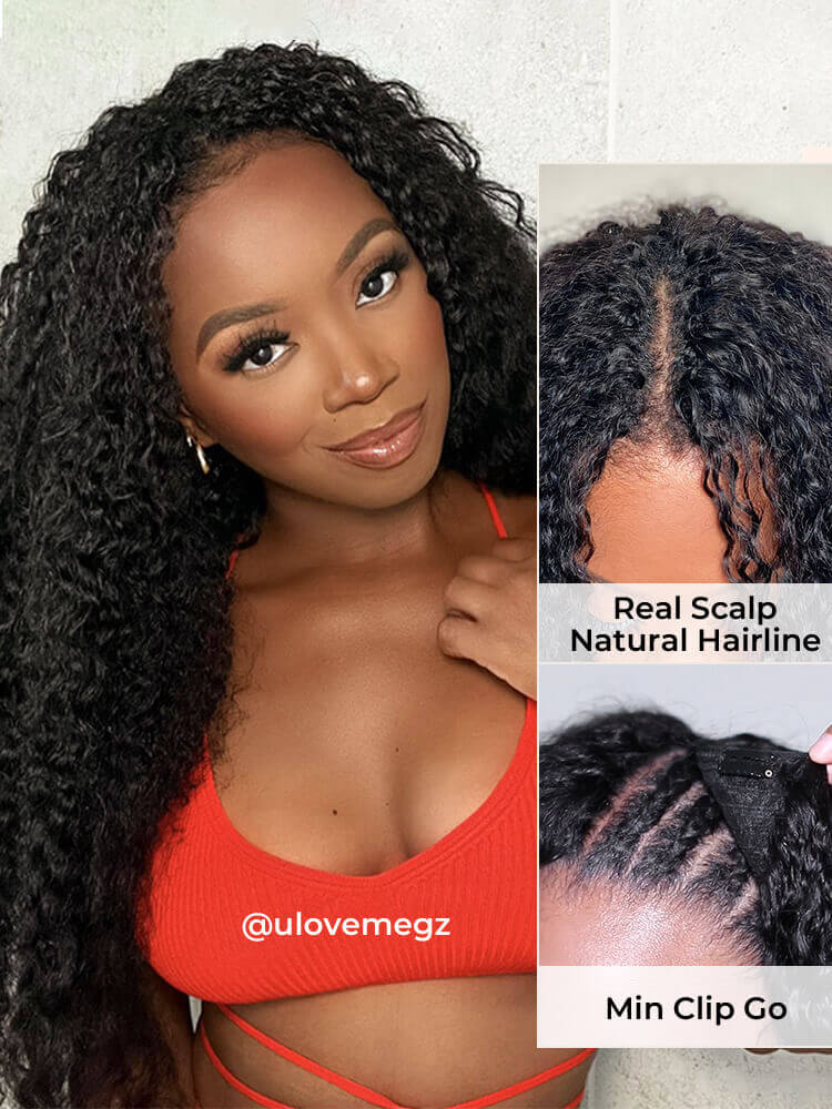 Curly V Part Wigs
