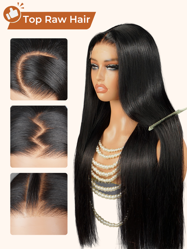 12A Raw Hair Salon Quality HD Lace Closure Wig Human Hair Straight Top Grade Salon Hair Wig 250 Density