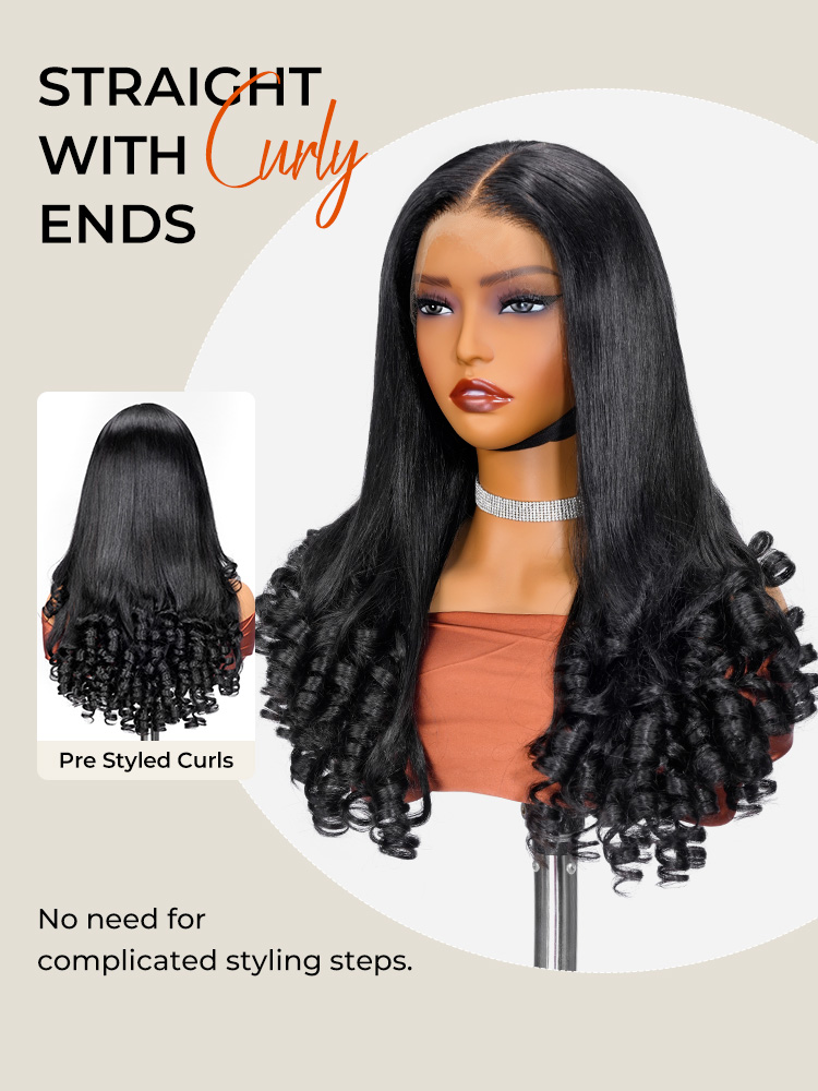 Straight with Curly Ends Wig