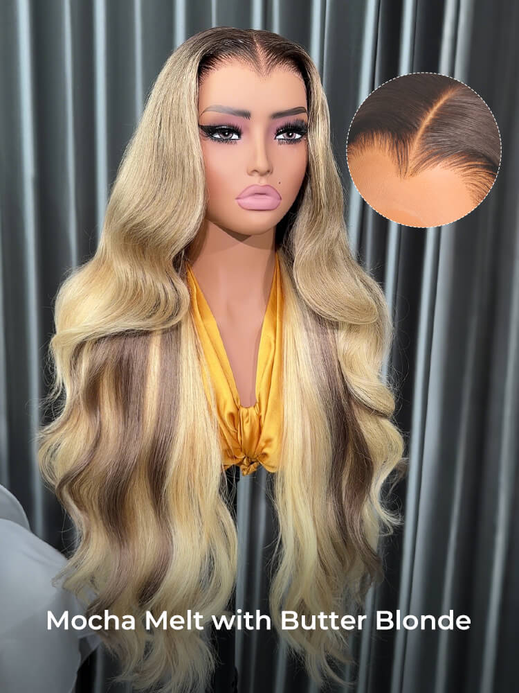 ash blonde body wave wig