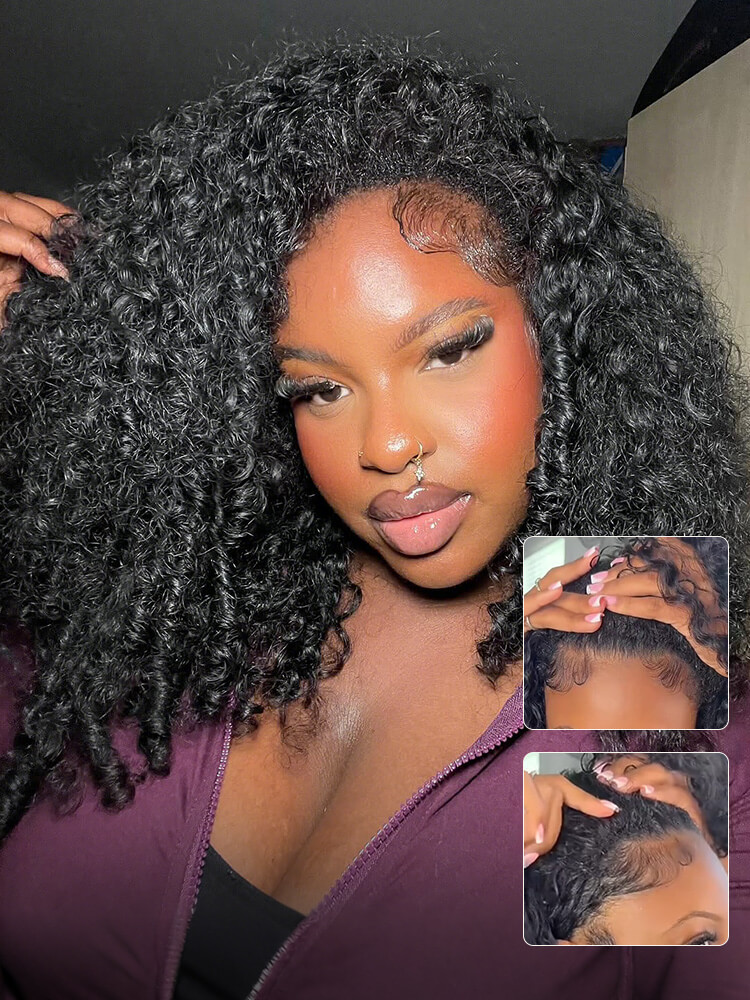 Puffy Glueless Burmese Curly Half Wig
