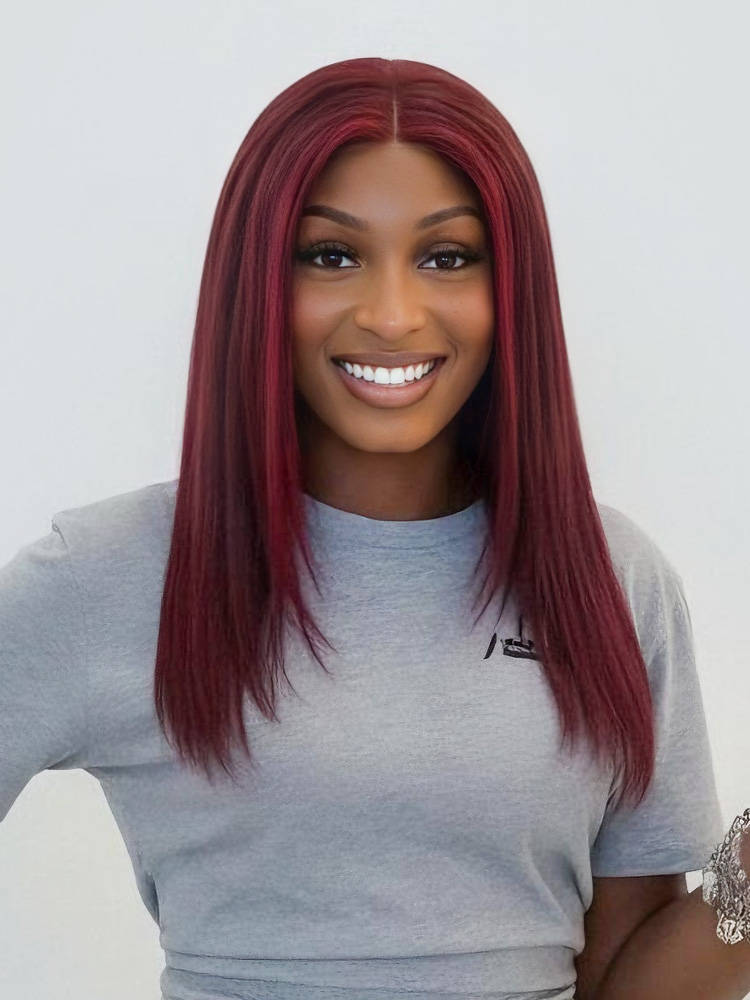 Wine Red Layered Cut Ready To Go Wig