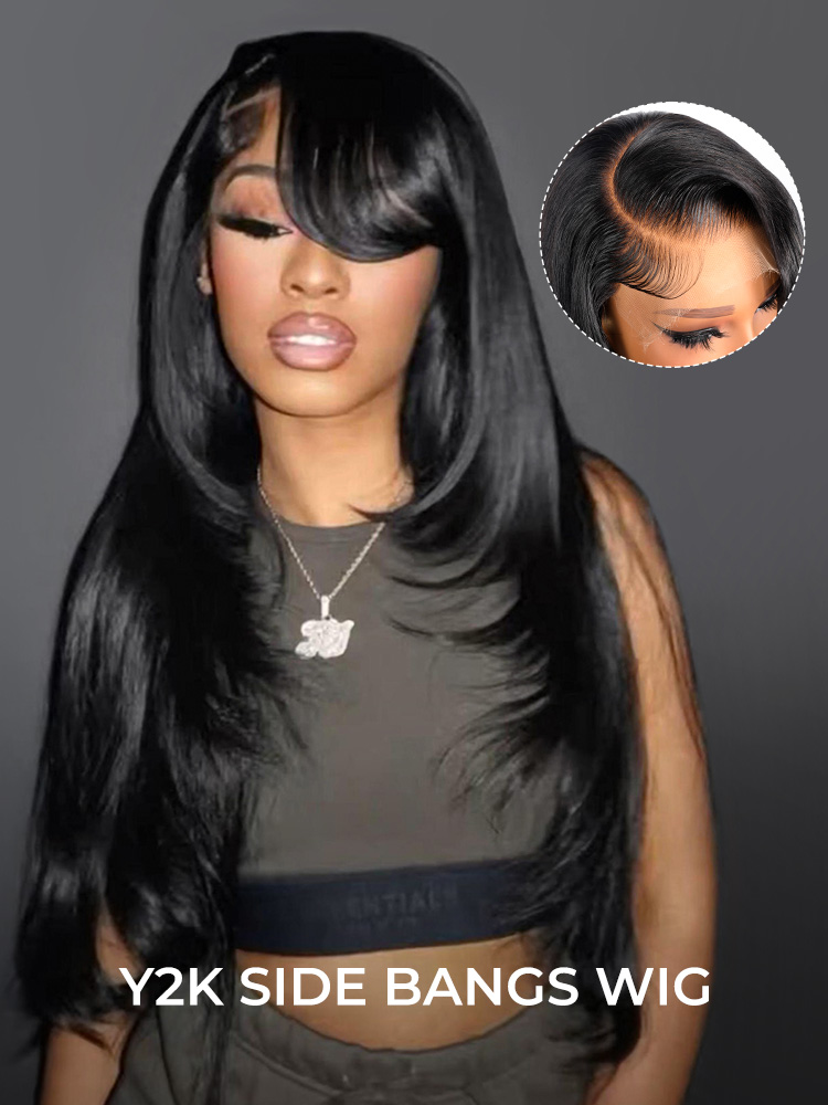 Layered Long Hair With Side Swept Bangs