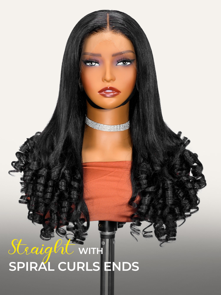 Straight With Curly Ends Wig