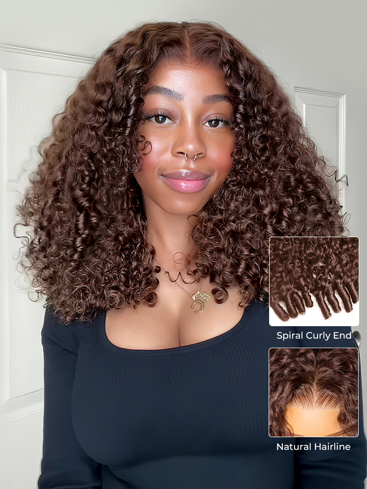 dark brown burmse curly wig human hair