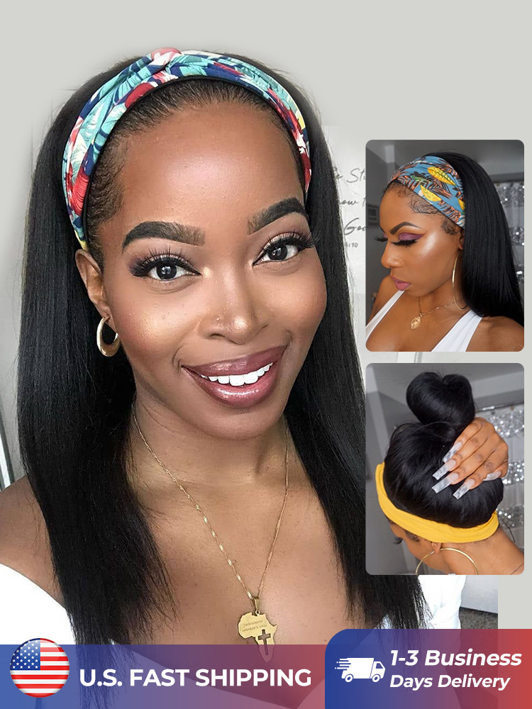 Straight hair headband wig