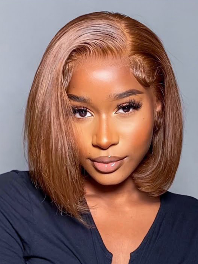 Short Brown Wigs Straight Hair #4 Brown Bob Glueless Wigs