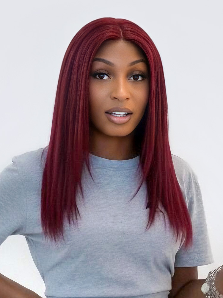 Burgundy Straight Wig Glueless