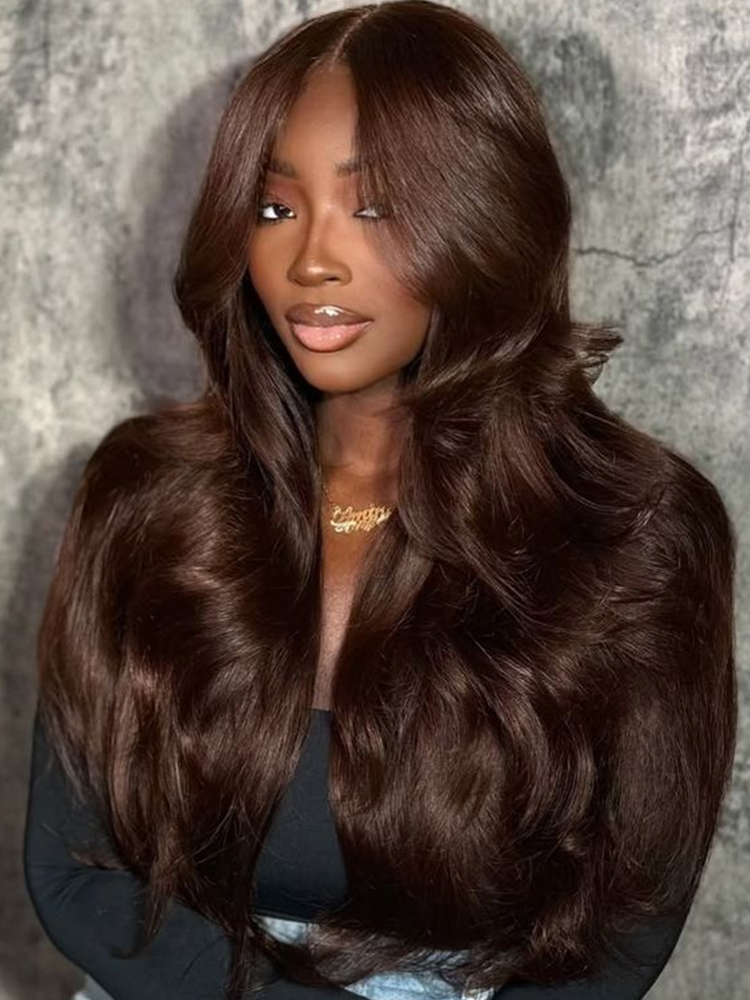 Human Hair  8*6 Lace Closure Wig With #4 Brown Color 