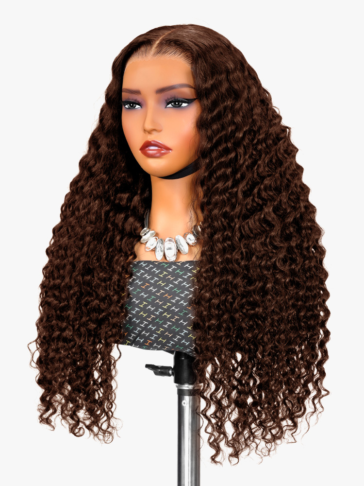 dakr brown deep curly wig