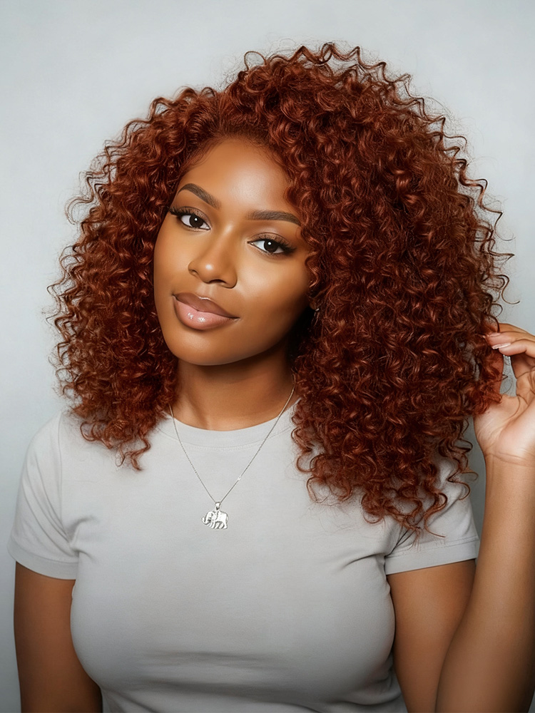 Cooper Color Wand Curl 13x4 Lace Frontal Curly Human Hair Wig 