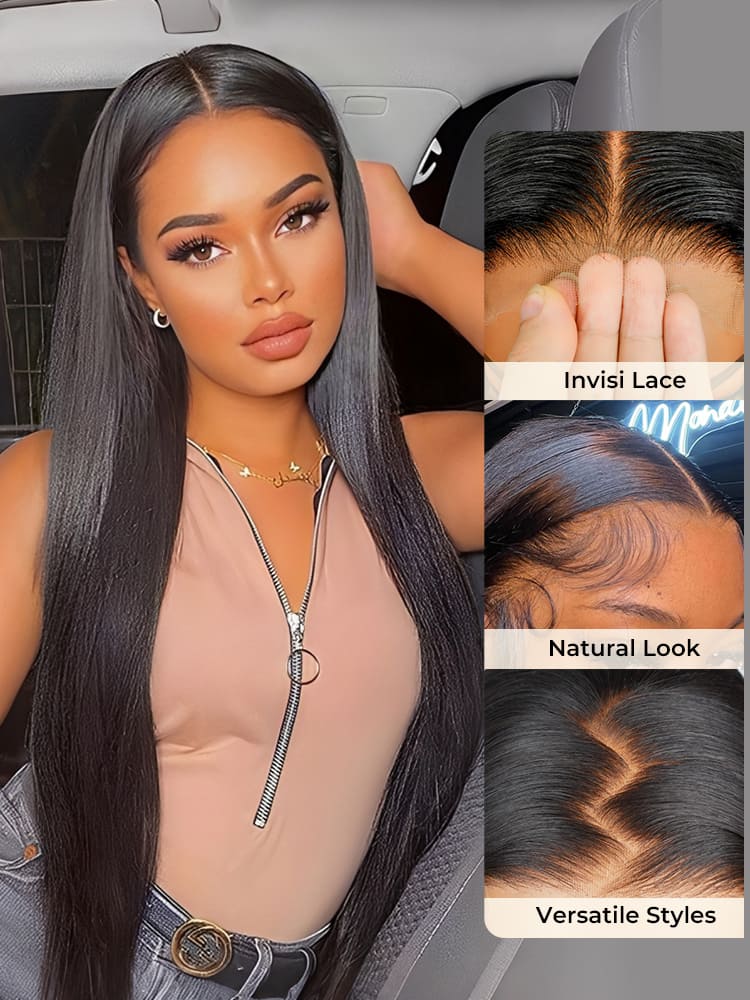 Glueless Ready To Go Straight 4x7 Upgrade Lace Closure Wig for Beginners