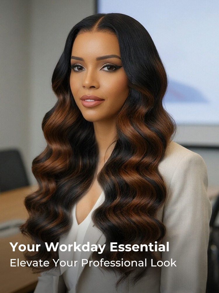 [Your Go-To Work Companion] Auburn Highlight Body Wave 13x4 HD Lace Wig