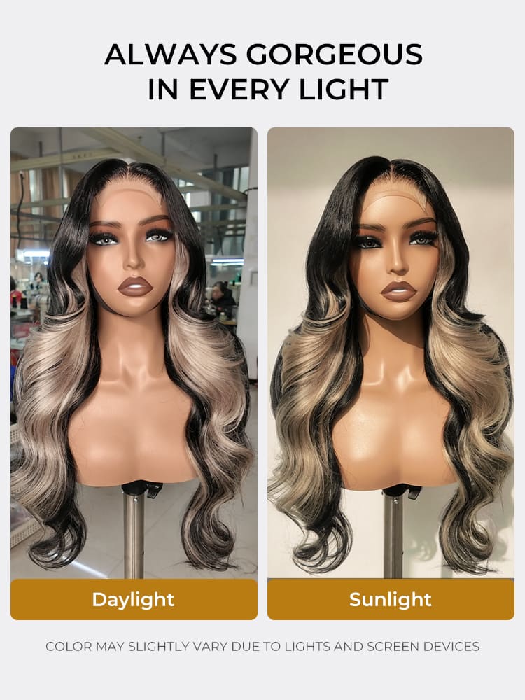 blonde wig in different light