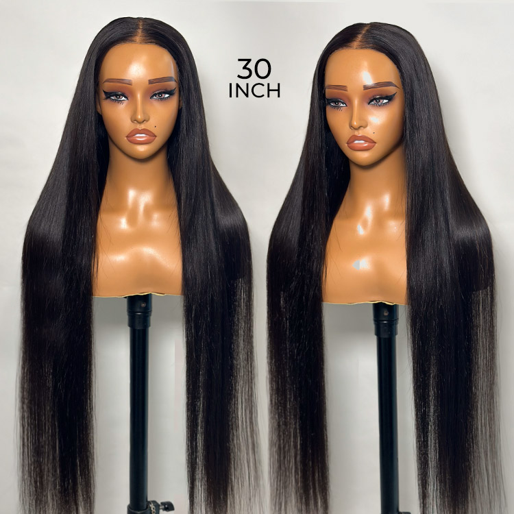 Long straight closure wig