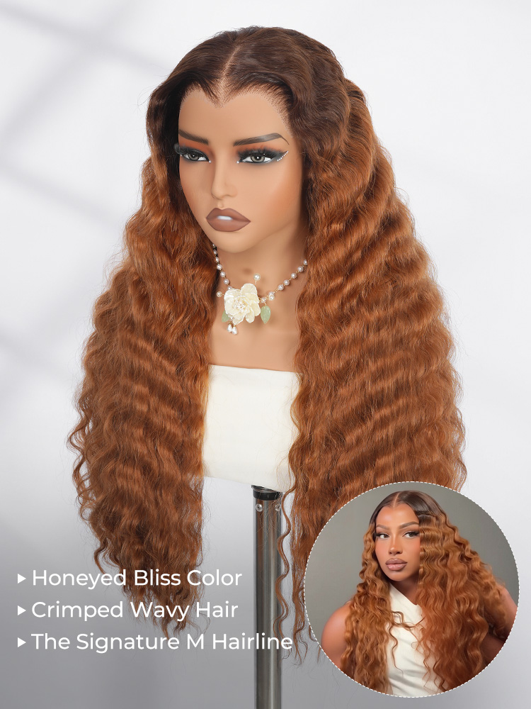 Crimp Wavy Honeyed Bliss Drawstring 13x6 Lace Front Wig M Hairline