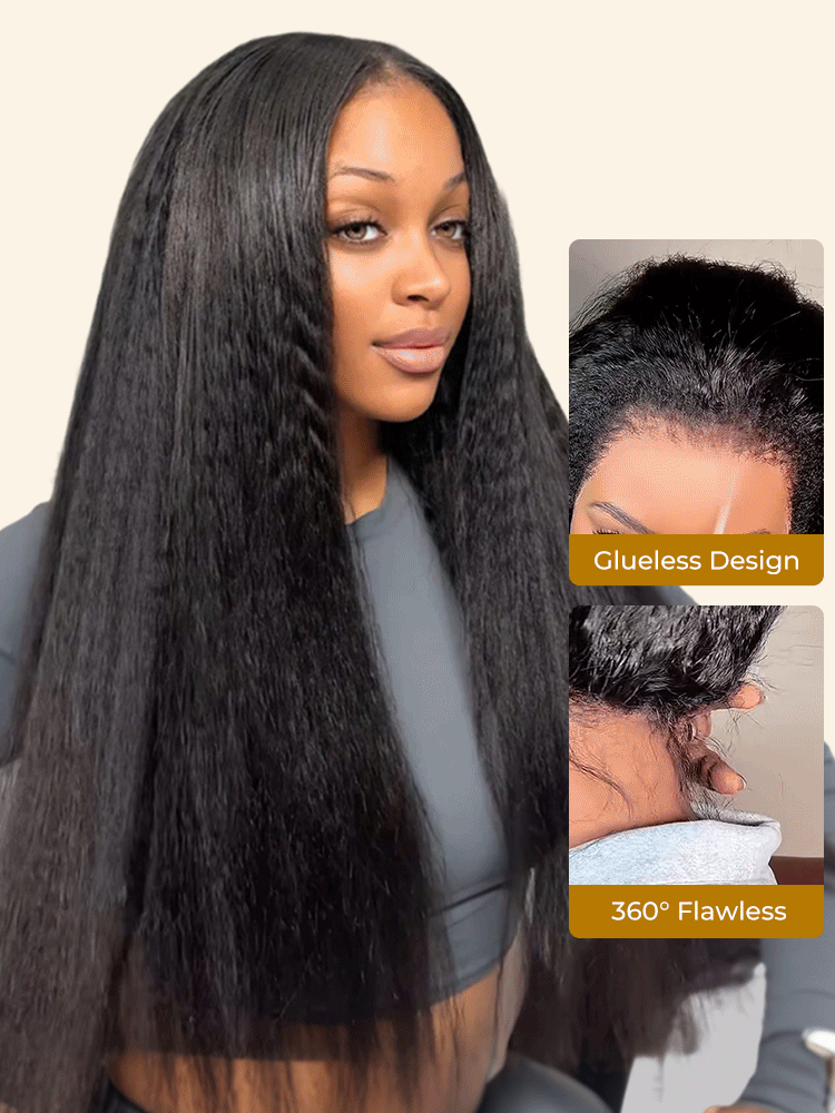  Yaki Straight 360 Glueless Lace Wig Ready To Go Natural Hairline