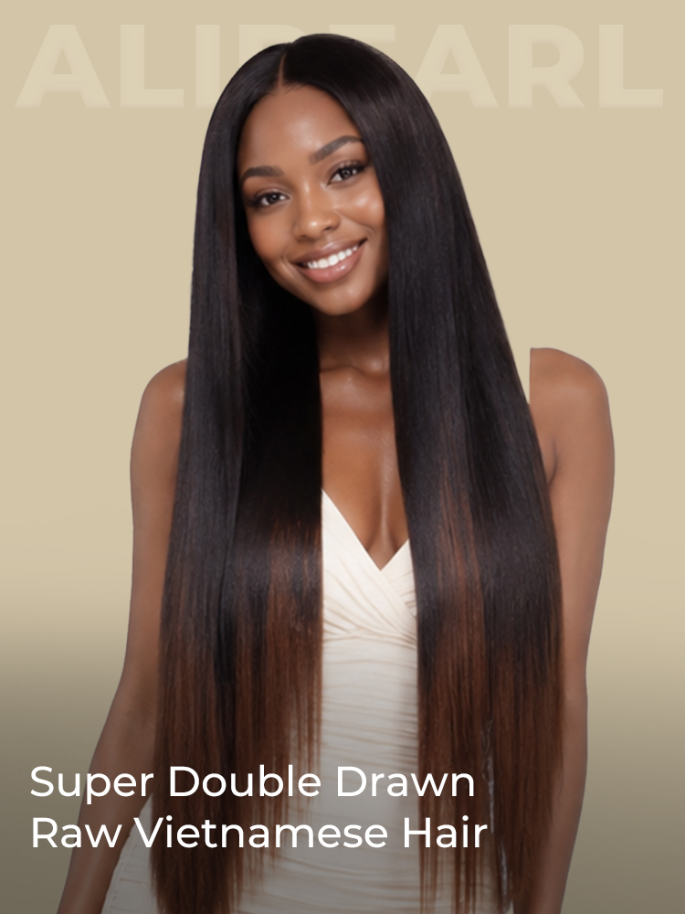Raw Vietnamese Double Drawn Hair Ombre Straight 5x5 HD Lace Wig 250 Density