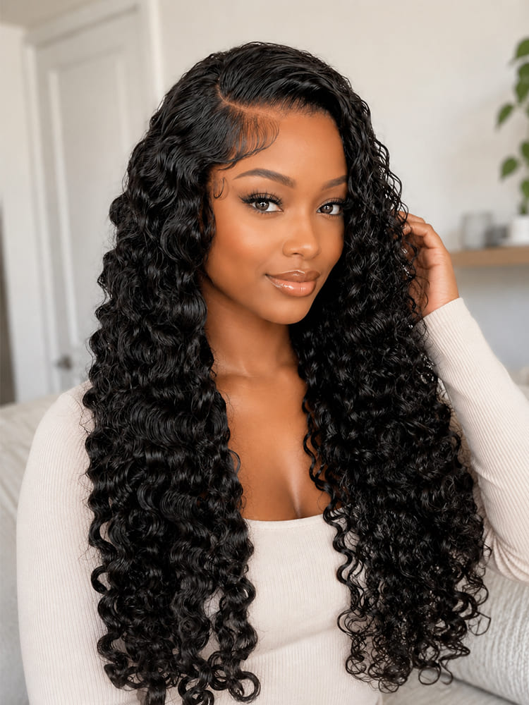 side part look glueless wig