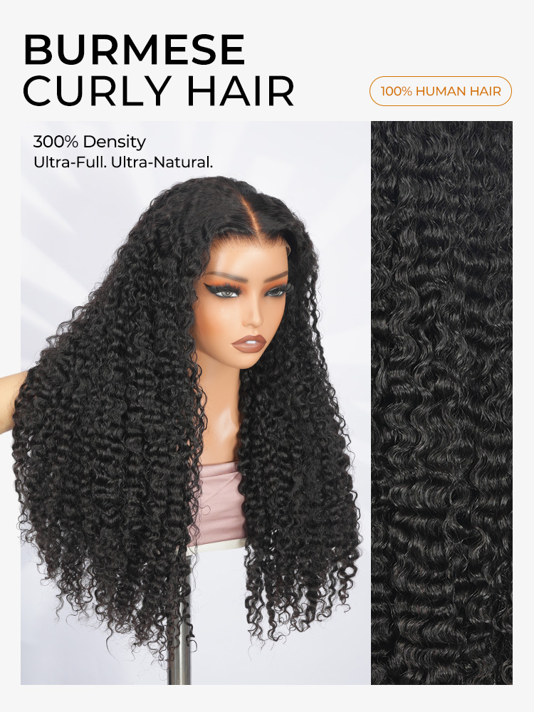 300 high density curly wig human hair