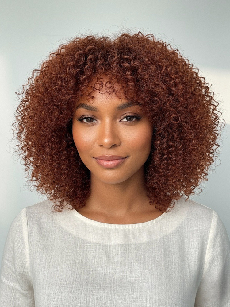 Reddish Brown Curly Lace Front Wig