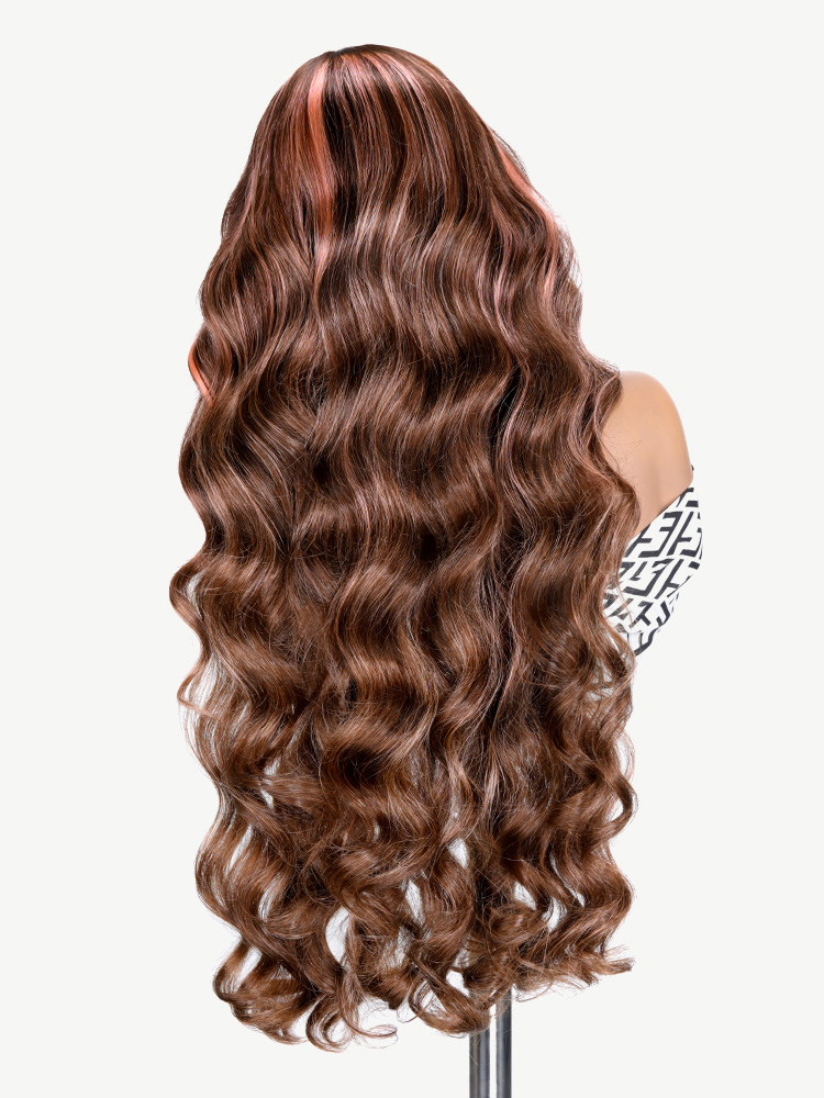 highlighted body wave lace front wig