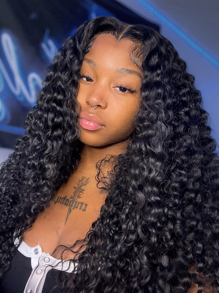 Double Drawn M Hairline Deep Wave HD Lace Front Wig Top Grade Hair